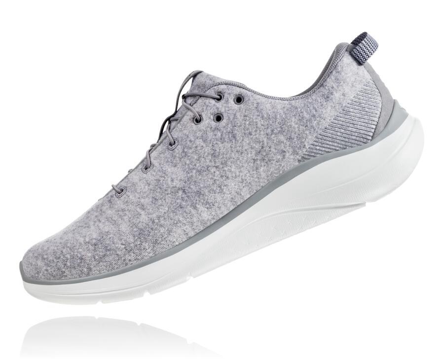 Hoka One One Koşu Ayakkabısı Erkek Gri - Hupana Flow Wool - UK8964120